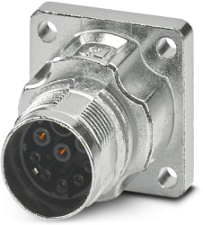 Surface mount socket, M17, 9 pole, crimp connection, standard/ONECLICK quick locking system, straight, 1628907