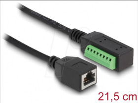 66053 RJ45 cable Cat.5e female &gt; terminal block adapter, 21.5 cm