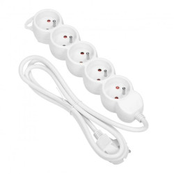 Przedłużacz 5-krotny 2P+Z, 3m H05VV-F 3x1mm2 10A, biały OR-AE-13149/W/3M