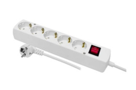 Przedłużacz z wyłącznikiem 5-gniazd z/u Schuko 16A 3m /H05VV-F 3x1,5/ biały PS-570S WS T-974240
