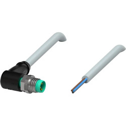 Sensor actuator cable, M8-cable plug, angled to open end, 3 pole, 5 m, PUR, gray, 4 A, 240808-0001