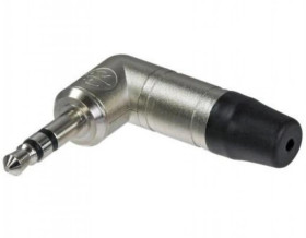 NEUTRIK Wtyk kątowy srebrny Audio AUX mini Jack 3,5mm Stereo na kabel do 4,5mm pozłacany czarny NTP3RC
