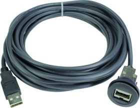 USB 2.0 cable for front panel mounting, USB plug type A to USB socket type A, 3 m, black, 09454521964