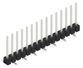 Pin header, 15 pole, pitch 2.54 mm, angled, black, 10047798
