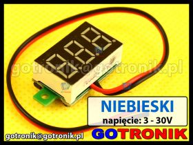Woltomierz panelowy cyfrowy LED 3-30V NIEBIESKI