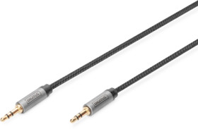 Connection cable, 3 m, black, 3.5 mm stereo jack plug, straight to 3.5 mm stereo jack plug, straight, DB-510110-030-S