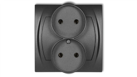 Logo Gniazdo Podwójne Do Ramki (Bez Przesłon) Grafitowy 11Lgpr-2