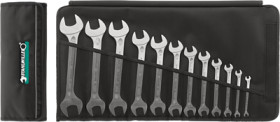 Double open-end wrench kit, 11 pieces with bag, 6-32 mm, 15°, 1540 g, chromium alloy steel, 96400307