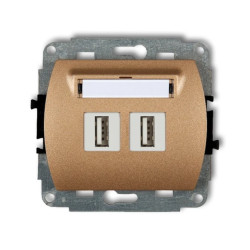 TREND Gniazdo podwójne 2xUSB-AA złoty metalik 8GUSB-2