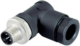 Plug, M12, 4 pole, screw connection, screw locking, angled, 99 0429 286 04