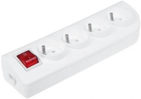 Gniazdo przedĹuĹźacza x 4 z uziemieniem i wyĹÄcznikiem biaĹe GN-40W