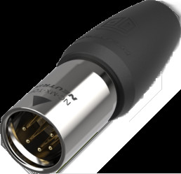 XLR plug, 5 pole, gold-plated, 1.0 mm², AWG 18, stainless steel, NC5MX1-TOP