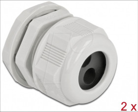 60372 Cable Gland PG21 for round cable with 2 cable entries gy 2 pcs
