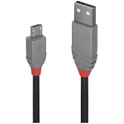LINDY 36733 USB 2.0 cable USB-A to Micro-B 2m Black Grey