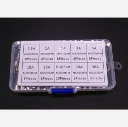 72pcs 9 Values 0.5-30A 6x30mm 250V Fast Blow Glass Fuse Assortment Kit