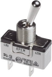 APEM 631NH/2 Przełącznik dźwigienkowy 631NH/2, 1 x wył/wł, 250 V/AC, 15 A, 1 szt.