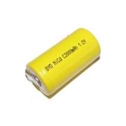 Akumulator R14 1,2V 3,0Ah BYD C 25x49mm NiCd do lutowania