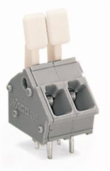 PCB terminal, 2 pole, pitch 5 mm, AWG 28-12, 16 A, cage clamp, light gray, 256-402/333-009/999-950