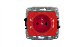 Trend Gniazdo Pojedyncze Z/U Data Bez Klucza Z Przesłonami Czerwony Gbk