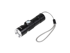 Latarka aluminiowa 3W (ZOOM, wtyk USB)
