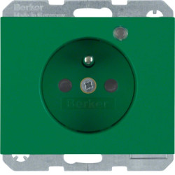 Gniazdo pojedyncze z/u LED z podwyższoną ochroną styków zielony połysk K.1 6765097013