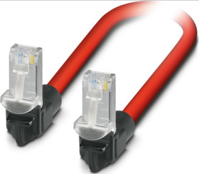 Patch cable, RJ45 plug, angled to RJ45 plug, angled, Cat 5, SF/TQ, PVC, 0.5 m, red, 1113276