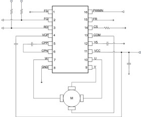 12-V nominal, 2-A peak sensorless trapezoidal control 3-phase BLDC motor driver