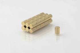 5x7 mm Gold-Plated Cylindrical N38 Neodymium Magnet