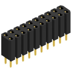 Socket header, 20 pole, pitch 2.54 mm, straight, BL 2 20 G