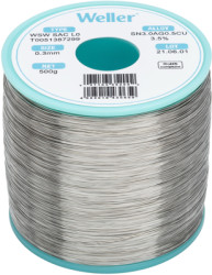 Solder, lead-free, SAC (Sn3.0Ag0.5Cu3.5%), Ø 0.3 mm, 500 g, WSW SAC L0 0,3MM 500G