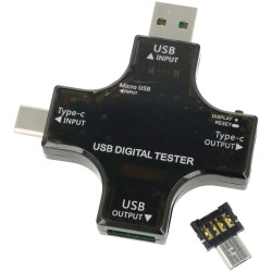 Tester USB napięcia gniazd, miernik, woltomierz USB-C, USB-A, micro USB