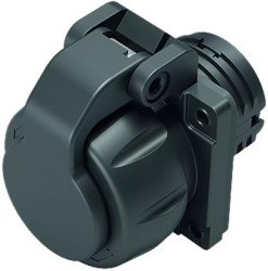 Panel socket, 4 + 3 polig + PE, crimp connection, bayonet locking, straight, 09 6504 200 08