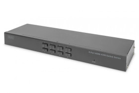 Przełącznik KVM 8 portowy, Rack 19, 4K 30Hz, 8xHDMI IN, 1xHDMI OUT, 2xUSB A DS-12910