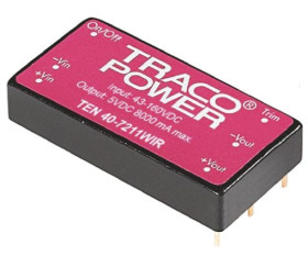 Przetwornica DC-DC, 40W, Uwe 43 → 160 V DC, Uwy 12V dc, Iwy 3.33A Tak, TRACOPOWER Nie