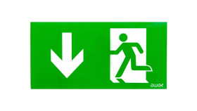 Piktogram Ps26 125X250 Strzałka Dół Człowiek W Drzwiach Logo Awex (Iso7010)