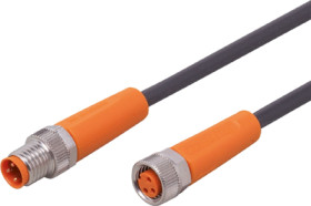 Sensor actuator cable, M8 cable plug, straight, A to M8 cable socket, straight, A, 3 pole/3 pole, 1 m, PUR, black, 3 A, EVC267