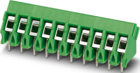 PCB terminal, 3 pole, pitch 5 mm, AWG 26-14, 17.5 A, screw connection, green, 1988817