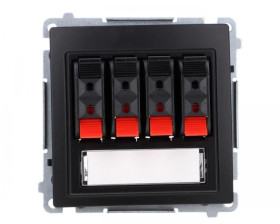 Simon Basic Gniazdo głośnikowe 4-krotne z polem opisowym (moduł). Do podłączenia 4 kolumn głośnikowych czarny BMGL34.01/49