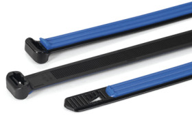 Cable tie, PA/TPE, (L x W) 140 x 12.7 mm, bundle-Ø 5 to 25.4 mm, black/blue, -40 to 105 °C, 111-50000