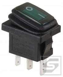 Przełącznik hermetyczny KCD1G-12VDC 20A;podśw.zielony;6.3mm;ON-OFF;