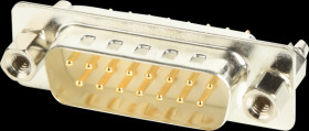 101-15-1-3-CL D-SUB plug, 15-pin, twisted contacts, gold plated
