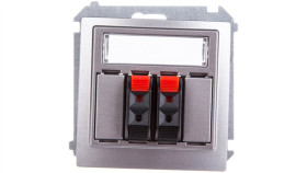 Simon Basic Gniazdo Głośnikowe Podwójne Z Polem Opisowym Stal Inox Bmgl3.01/21