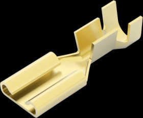 Uninsulated flat plug sleeve, 4.75 x 0.51 mm, 0.51 to 1.31 mm², AWG 20 to 16, brass, 42801-1