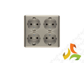 SIMON 54 Gniazdo poczwórne schuko n/t z przesłonami torów prądowych wersja skandynawska zaciski śrubowe złoty EGSZ4NZ/44 KONTAKT