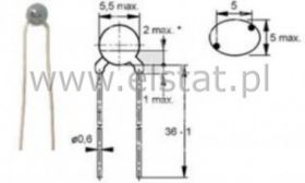 NTC 100R termistor; fi 12x5mm
