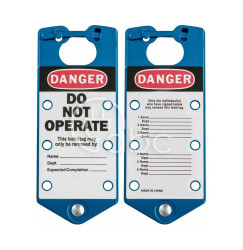 Grupowa blokada klamrowa LOTO z etykietą, niebieska (5 szt.), 065972