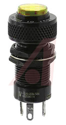 Lampka kontrolna do montażu panelowego, Żółta 11.9mm Czarny Dialight