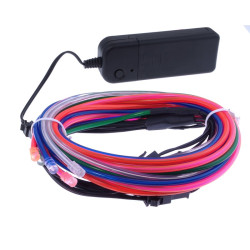 EL Wire - zestaw: zasilacz + 5 różnokolorowych przewodów świecących