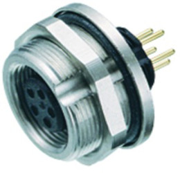Panel socket, 5 pole, solder connection, screw locking, straight, 09 0416 90 05