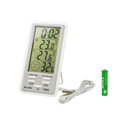 MIERNIK TERMO-HIGROMETR TEMPERATURY I WILGOTNOŚCI Z ZEGARKIEM TH803 BLOW LCD